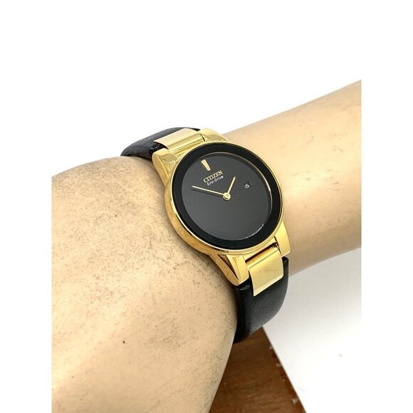Citizen Women's Watch Eco-Drive Axiom GA1052-04E Gold Tone Case Black Dial 30mm - Picture 5 of 13